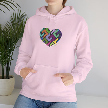 Colourful Heart Design Unisex Hoodie, Casual Layer - #HeartsInMotion