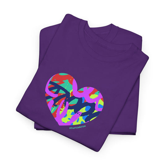 Colorful Heart T-Shirt — Neon Camo Heart Graphic Tee