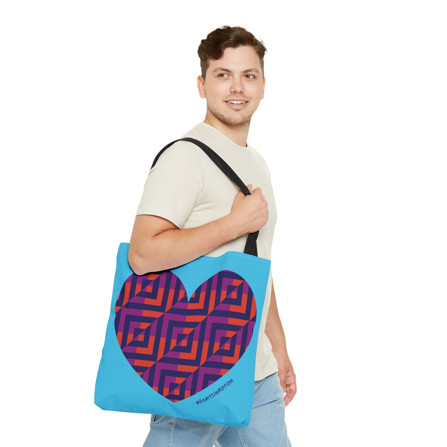 Colorful Heart Pattern Tote Bag - #HeartsInMotion