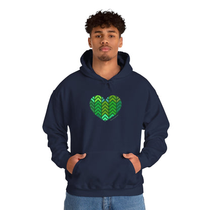 Green Chevron Heart Pattern Unisex Hoodie - #HeartsInMotion