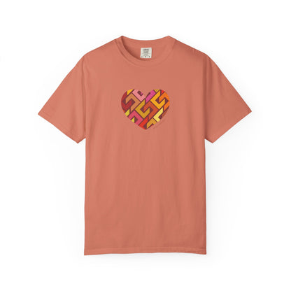 Colourful Heart Pattern Unisex Garment-Dyed T-Shirt - #HeartsInMotion
