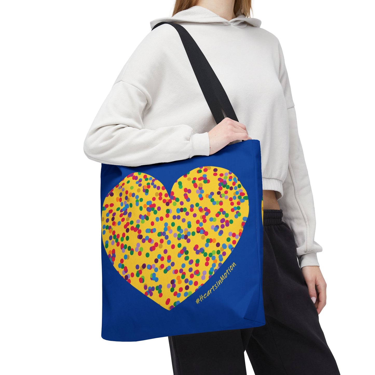 Colourful Dot Heart Tote Bag - Fun and Playful Design - #HeartsInMotion