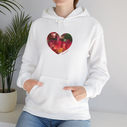 Pixel Heart Unisex Hooded Sweatshirt - Cozy and Colourful - #HeartsInMotion