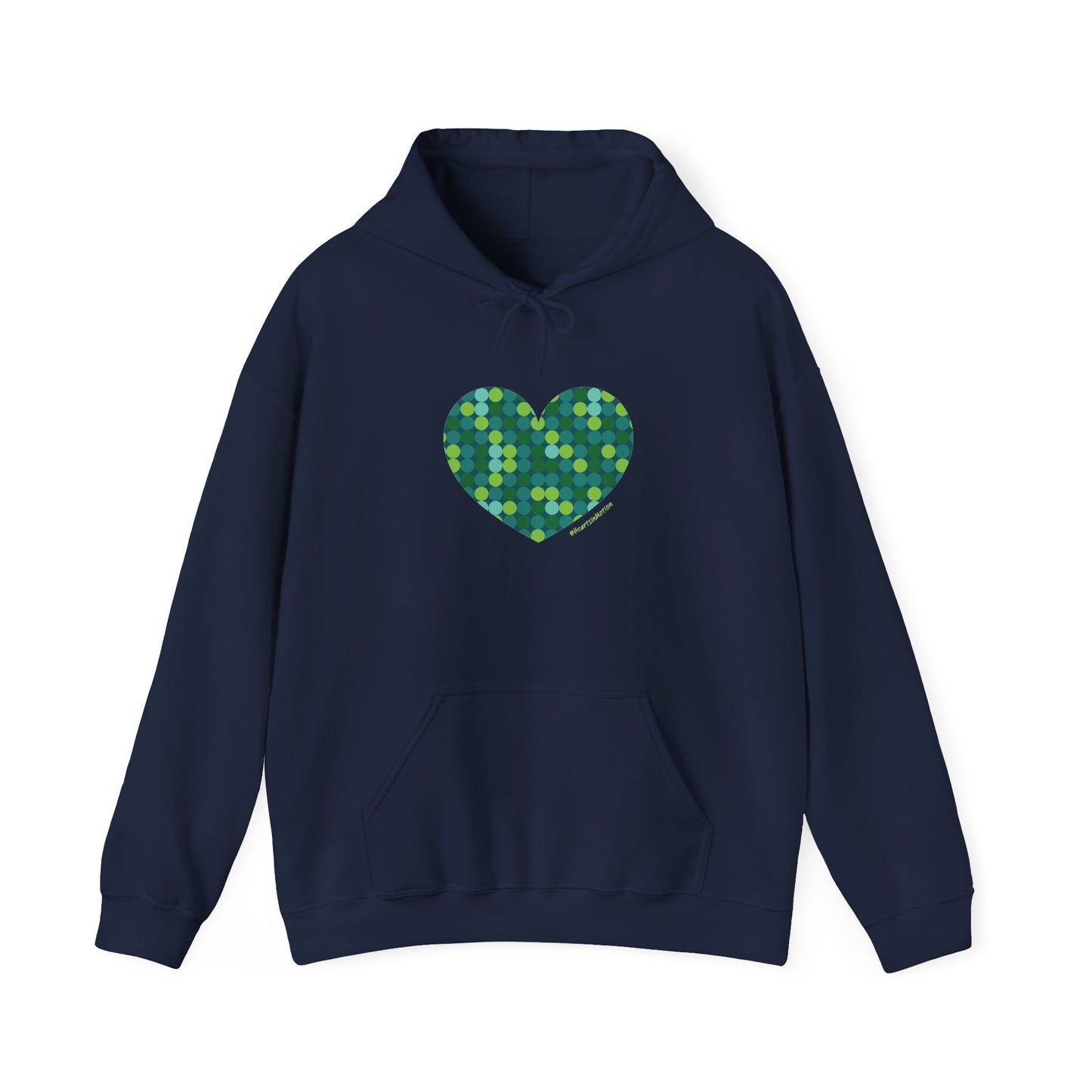 Unisex Heavy Blend™ Hooded Sweatshirt Green Dot #HeartsInMotion