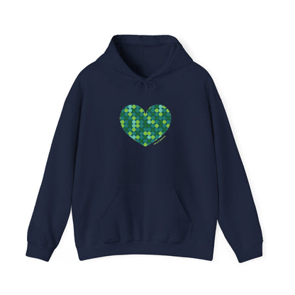 Unisex Heavy Blend™ Hooded Sweatshirt Green Dot #HeartsInMotion