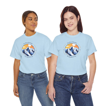 Mountain Sunrise Heavy Cotton Tee, Outdoor Adventure Shirt, Nature Lover Gift