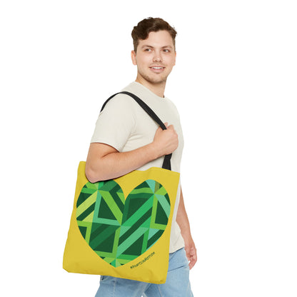 Vibrant Green Heart Pattern Tote Bag - Eco-Friendly Shopping - #HeartsInMotion