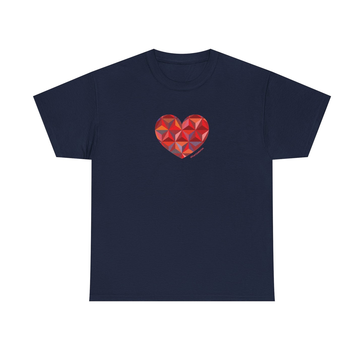 Geometric Colorful Heart Unisex Heavy Cotton Tee - Casual T-Shirt Everyday Wear
