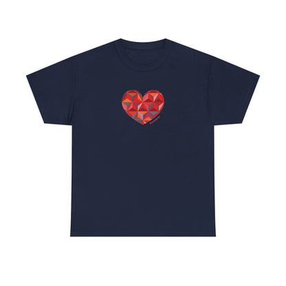 Geometric Colorful Heart Unisex Heavy Cotton Tee - Casual T-Shirt Everyday Wear