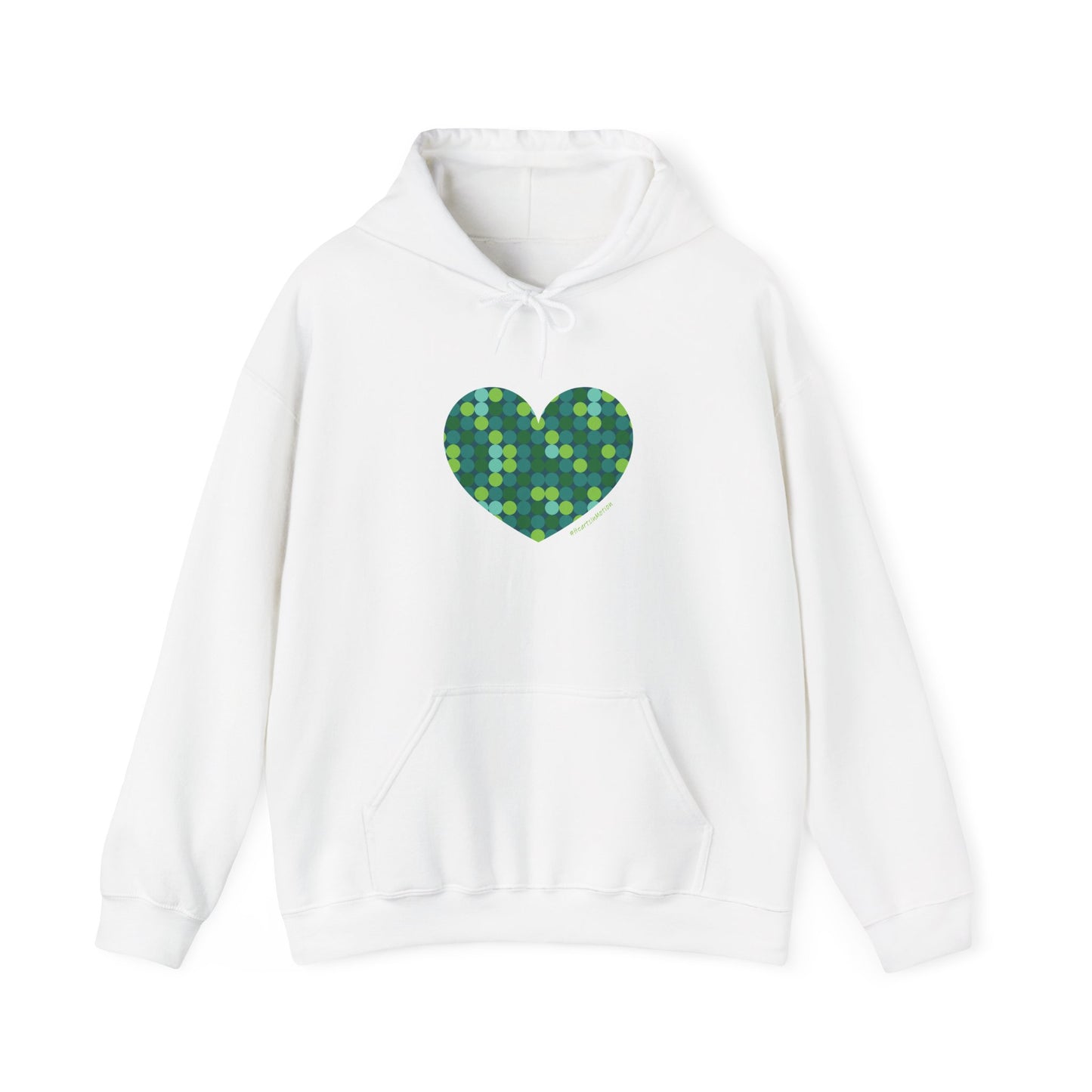 Unisex Heavy Blend™ Hooded Sweatshirt Green Dot #HeartsInMotion