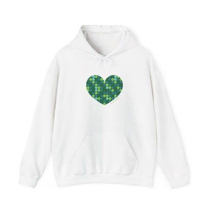 Unisex Heavy Blend™ Hooded Sweatshirt Green Dot #HeartsInMotion