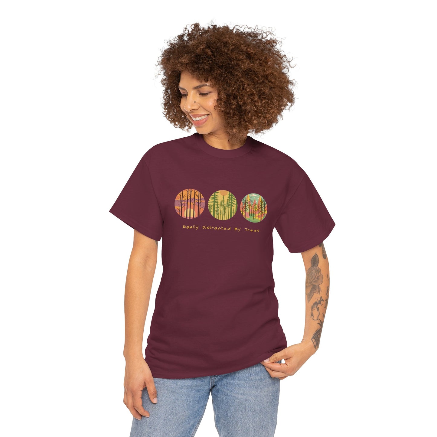 Colorful Tree Unisex Heavy Cotton Tee, Outdoor Lover Shirt, Unique Gift
