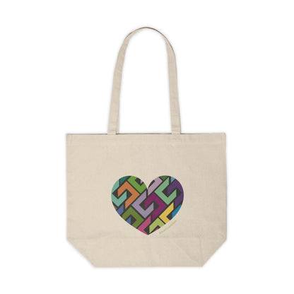 Colourful Heart Pattern Canvas Tote Bag - #HeartsInMotion
