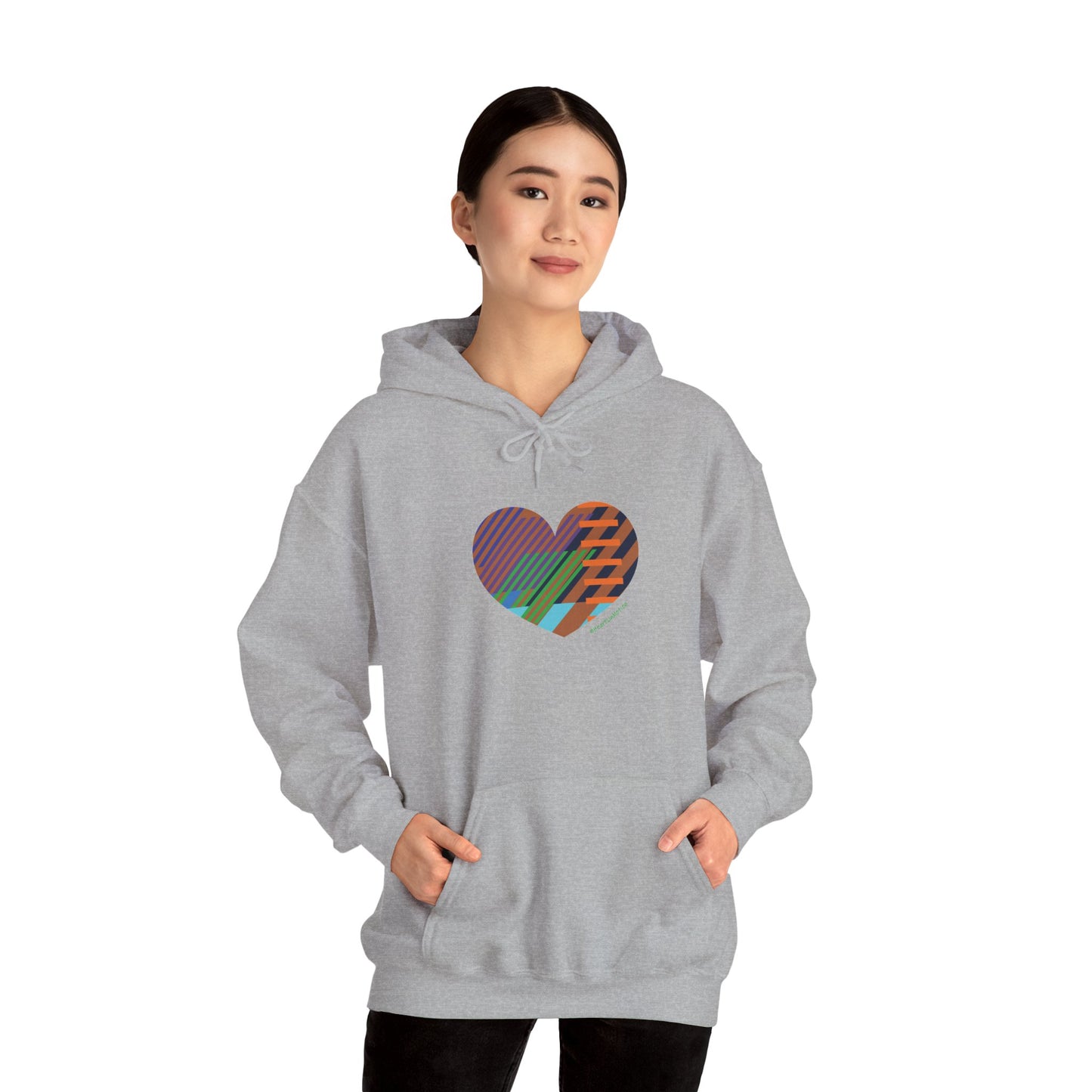 Colourful Heart Graphic Unisex Hoodie – #HeartsInMotion