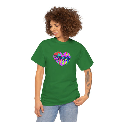 Colorful Heart T-Shirt — Neon Camo Heart Graphic Tee