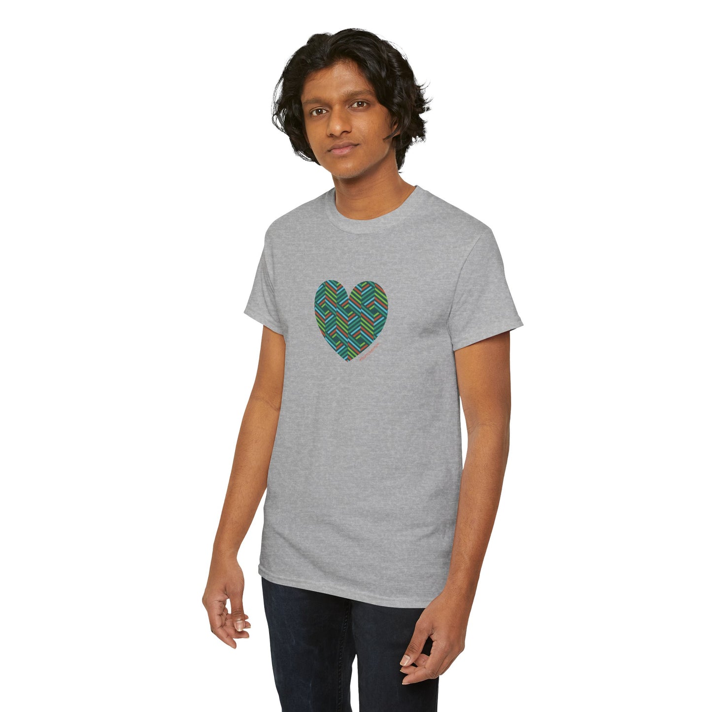 Colourful Heart Unisex Heavy Cotton Tee | Casual Gift, #HeartsInMotion