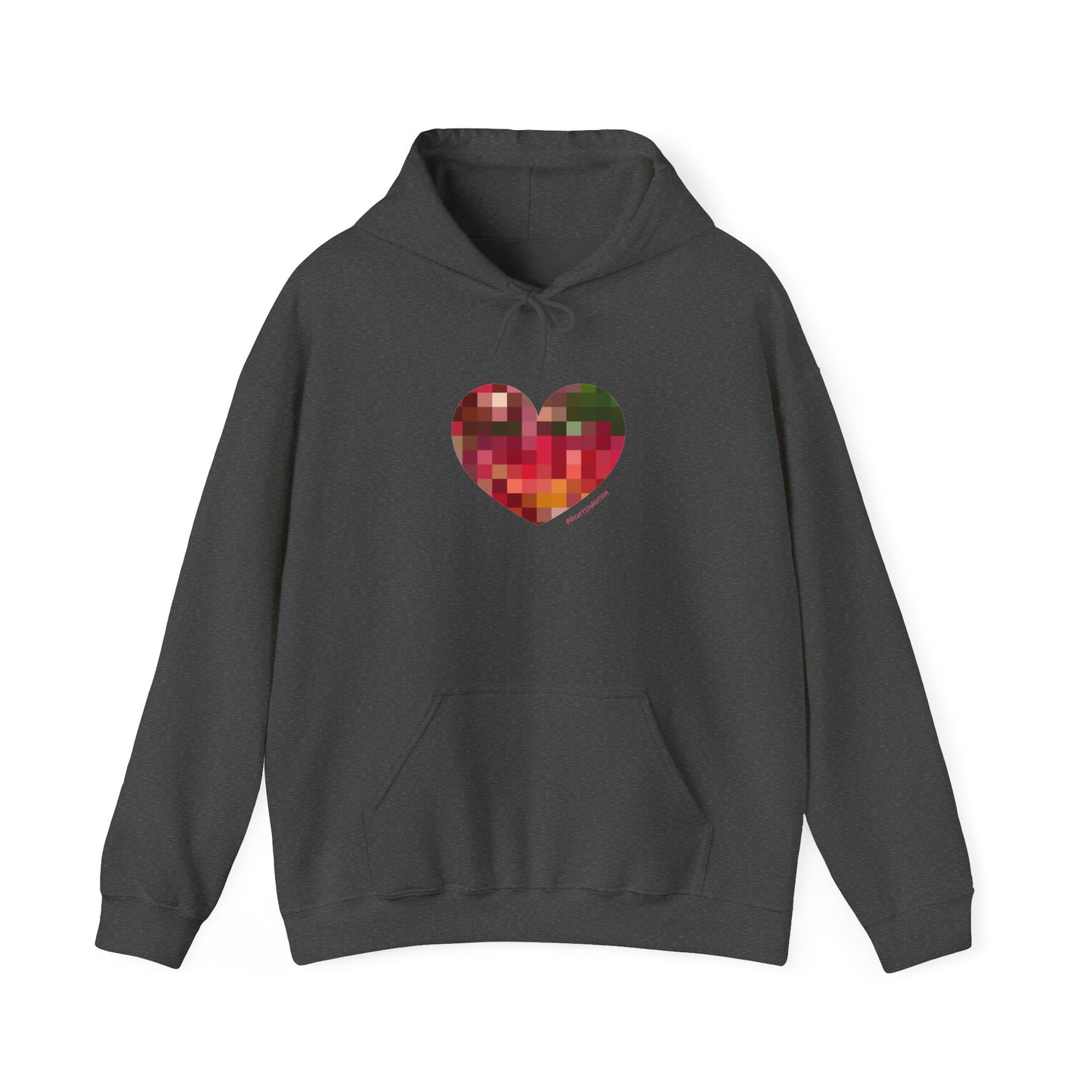Pixel Heart Unisex Hooded Sweatshirt - Cozy and Colourful - #HeartsInMotion
