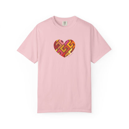 Colourful Heart Pattern Unisex Garment-Dyed T-Shirt - #HeartsInMotion