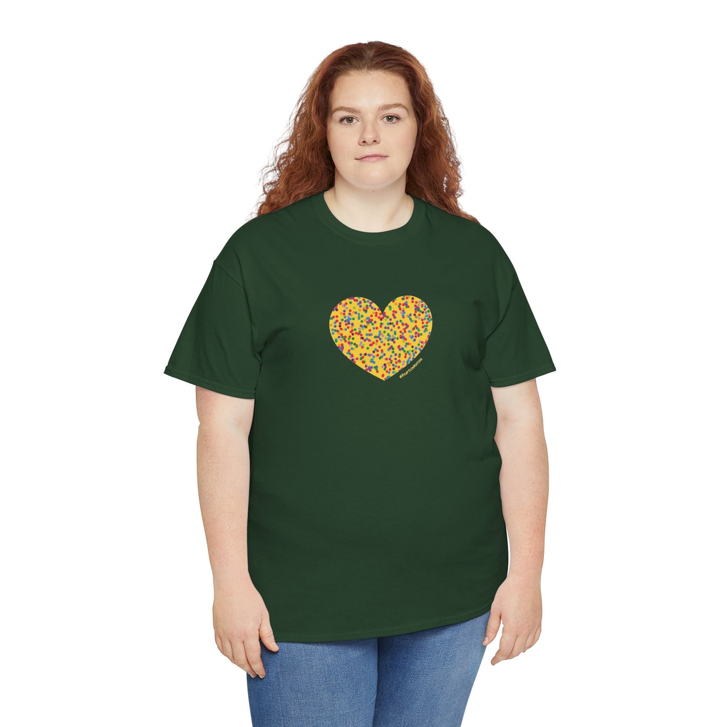 Colourful Dot Heart Unisex Heavy Cotton Tee - #HeartsInMotion