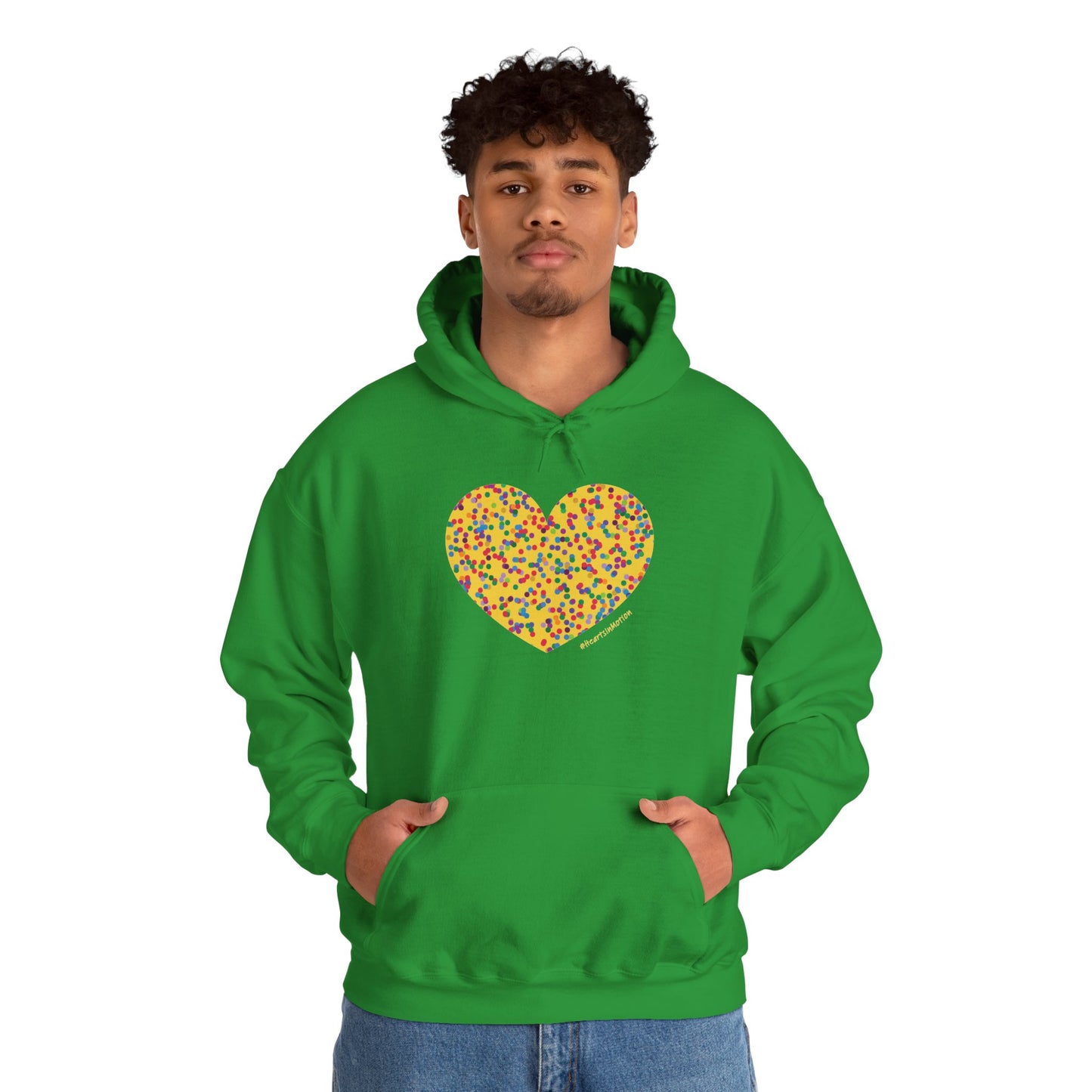 Colourful Dot Heart Hoodie - Unisex Heavy Blend™ #HeartsInMotion