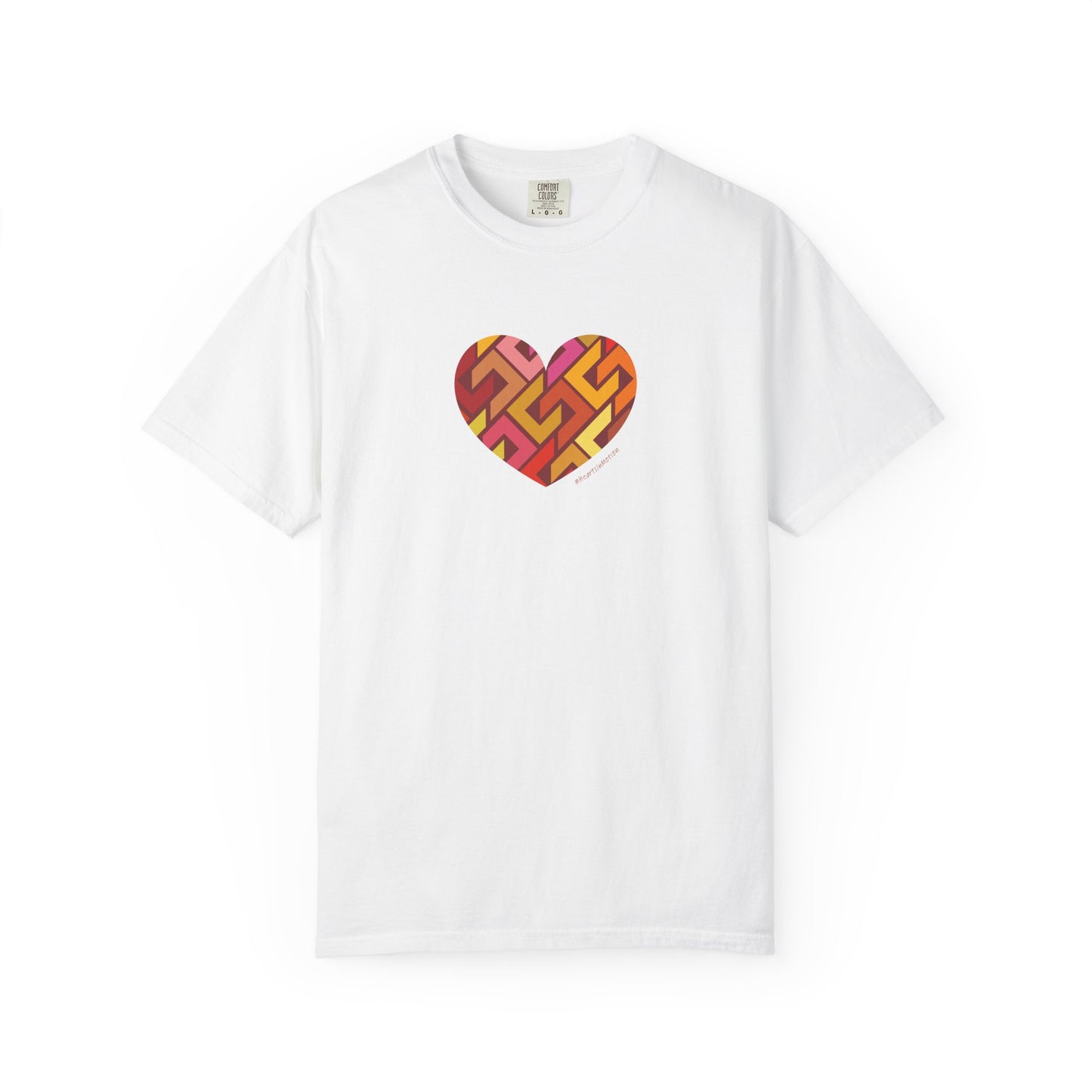 Colourful Heart Pattern Unisex Garment-Dyed T-Shirt - #HeartsInMotion