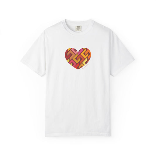 Colourful Heart Pattern Unisex Garment-Dyed T-Shirt - #HeartsInMotion