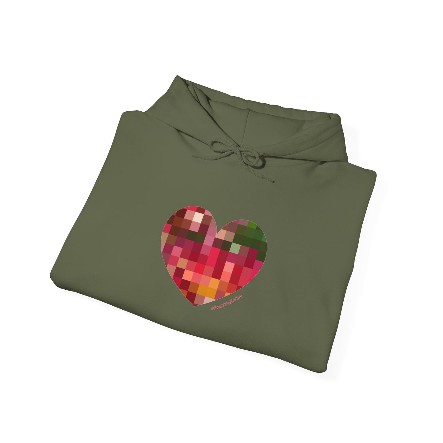 Pixel Heart Unisex Hooded Sweatshirt - Cozy and Colourful - #HeartsInMotion
