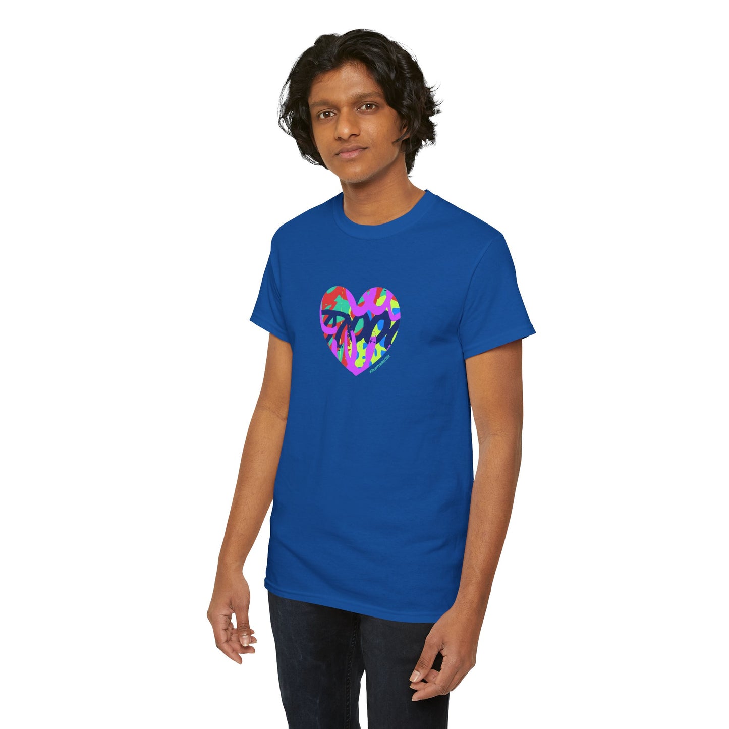 Colorful Heart T-Shirt — Neon Camo Heart Graphic Tee