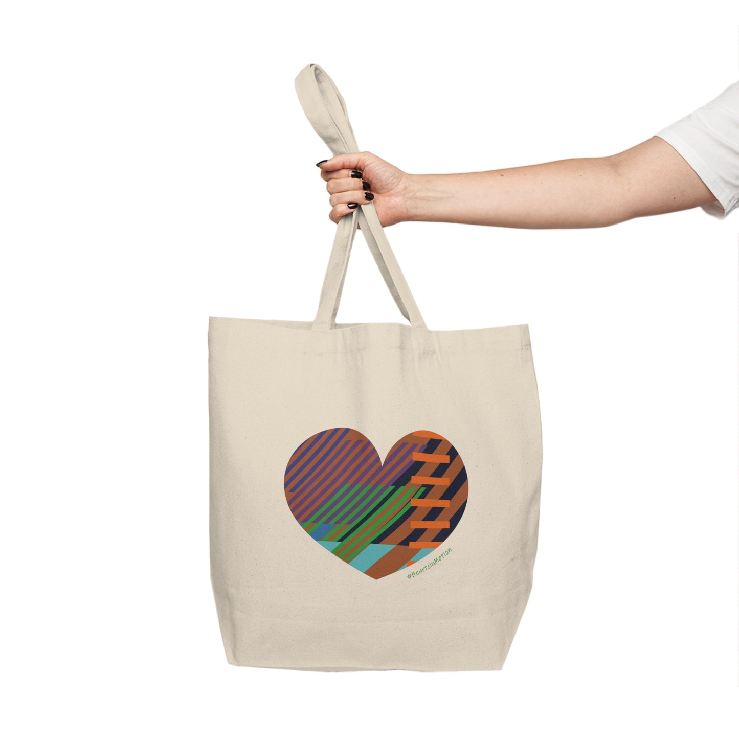 Heart Pattern Canvas Shopping Tote - Eco-Friendly Grocery Bag