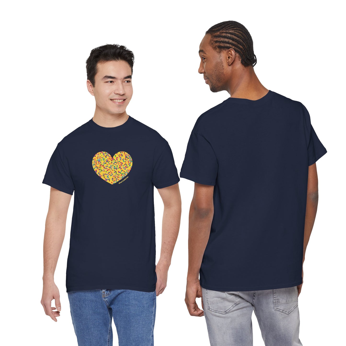 Colourful Dot Heart Unisex Heavy Cotton Tee - #HeartsInMotion