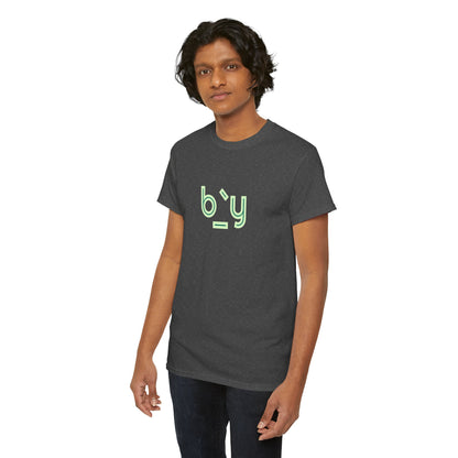 Unisex Heavy Cotton Tee with Minimalist Green Design - Streetwear Fashion