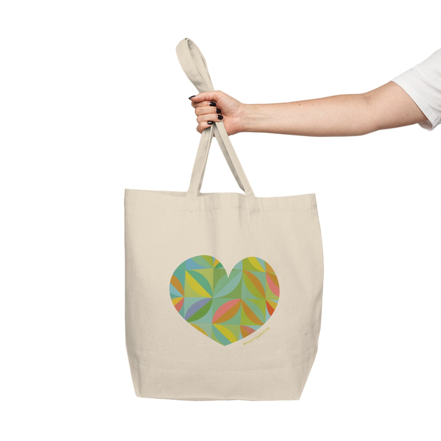 Colourful Heart Canvas Tote Bag | Eco-Friendly Boho Style- #HeartsInMotion
