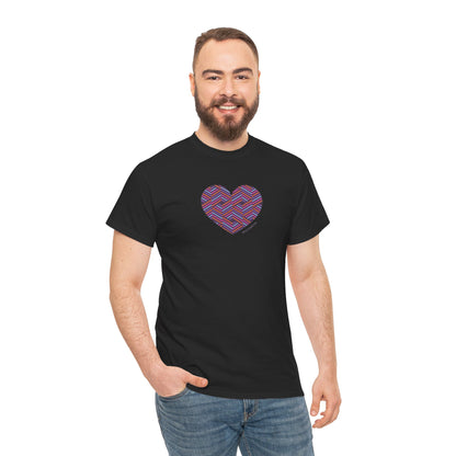 Colorful Geometric Heart Unisex Heavy Cotton Tee - #HeartsInMotion
