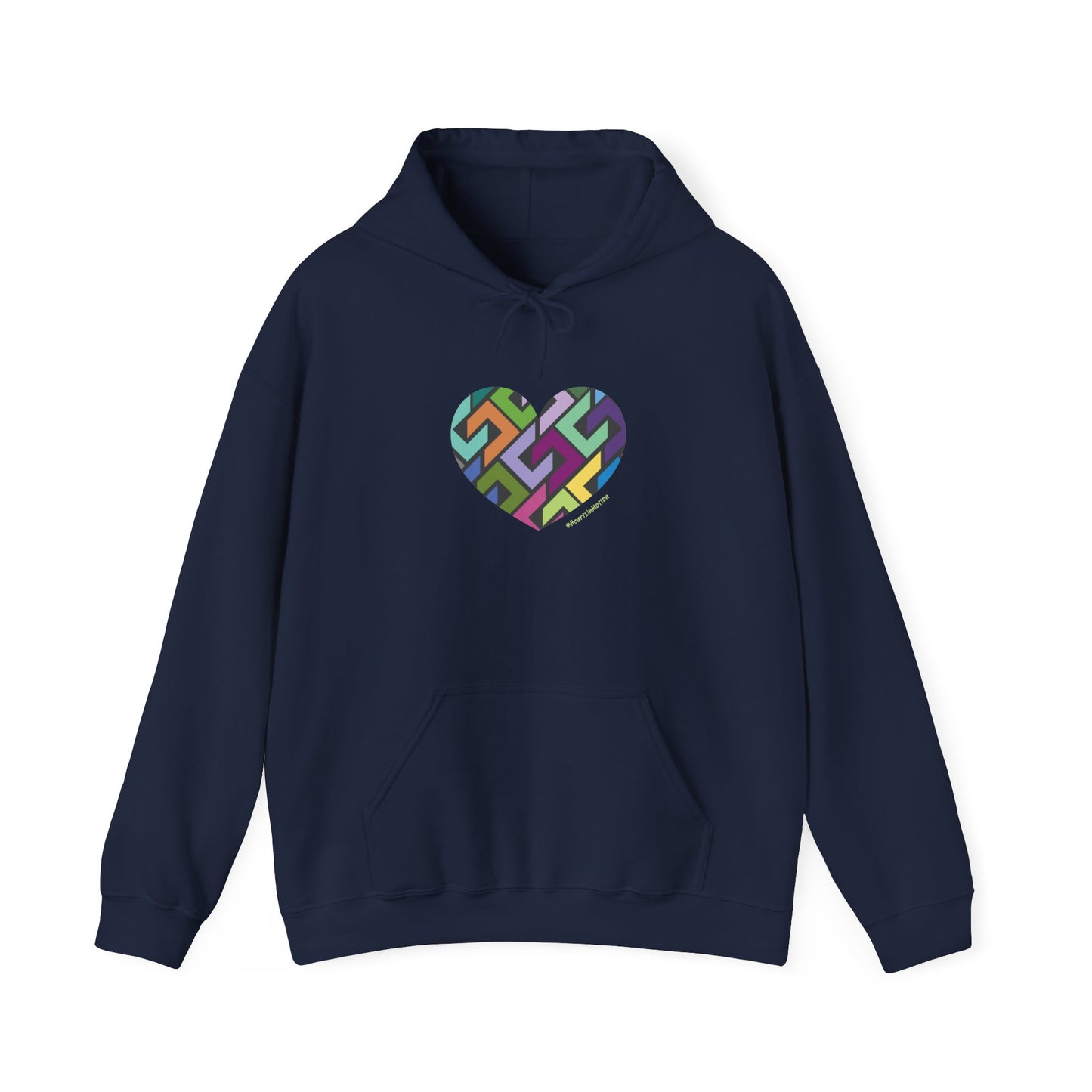 Colourful Heart Design Unisex Hoodie, Casual Layer - #HeartsInMotion