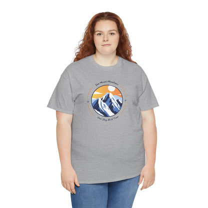 Mountain Sunrise Heavy Cotton Tee, Outdoor Adventure Shirt, Nature Lover Gift