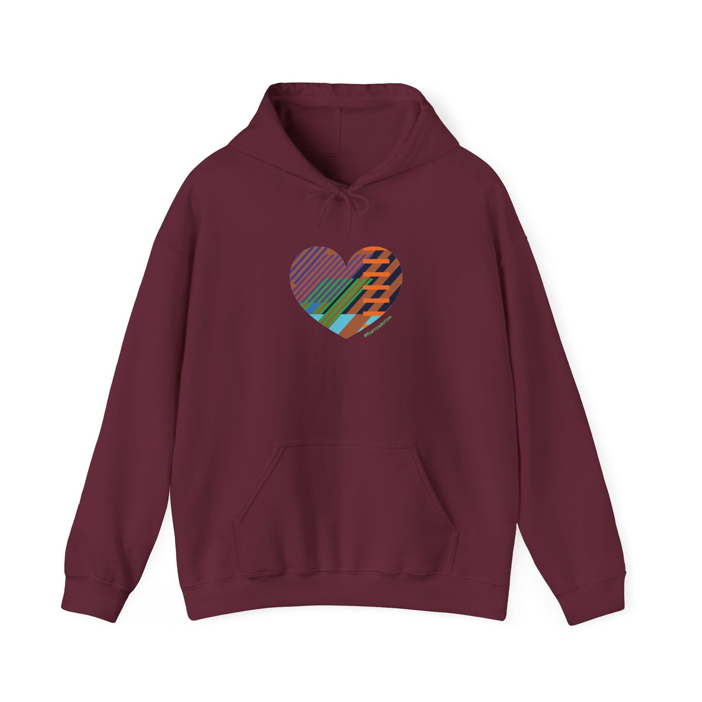 Colourful Heart Graphic Unisex Hoodie – #HeartsInMotion