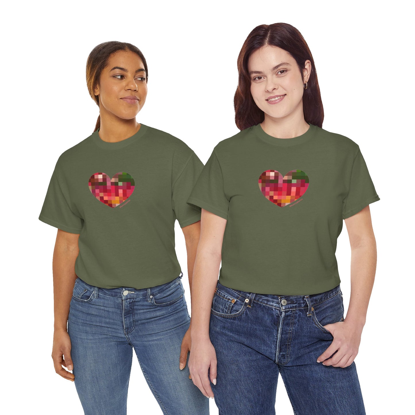 Pixel Heart Unisex Heavy Cotton Tee | #HeartsInMotion