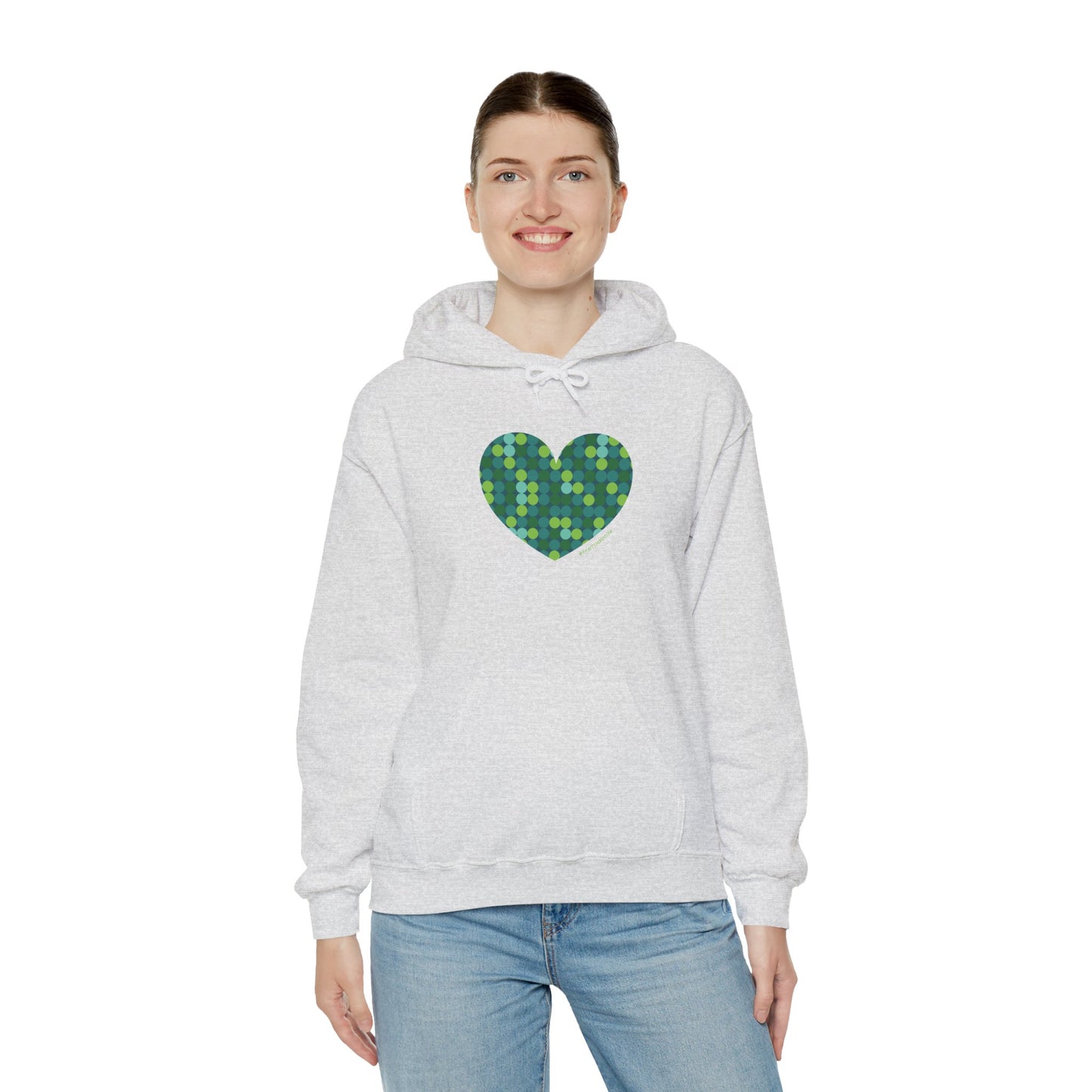 Unisex Heavy Blend™ Hooded Sweatshirt Green Dot #HeartsInMotion