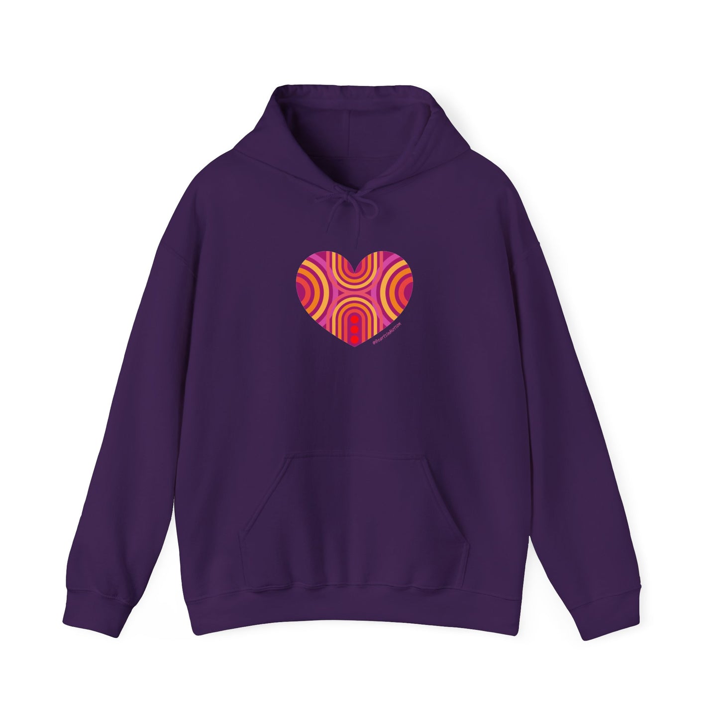 Colourful Heart Pattern Hoodie, Cozy Sweatshirt, #HeartsInMotion