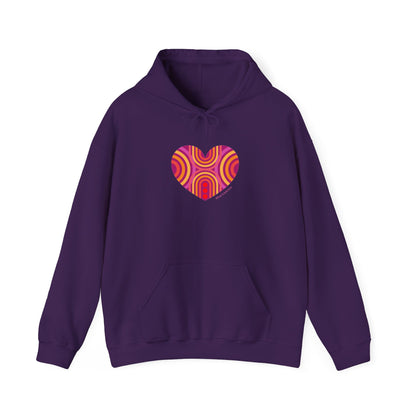 Colourful Heart Pattern Hoodie, Cozy Sweatshirt, #HeartsInMotion