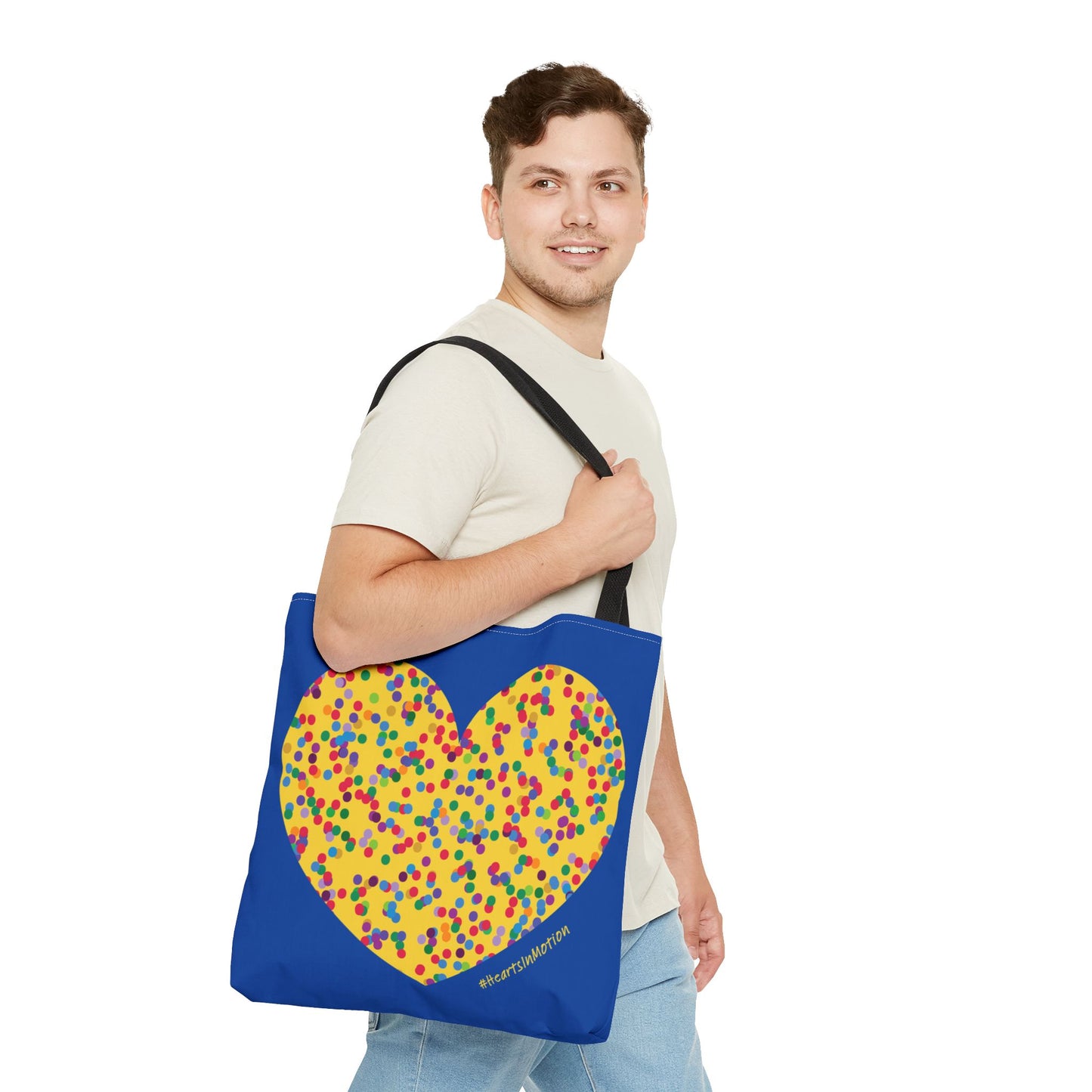Colourful Dot Heart Tote Bag - Fun and Playful Design - #HeartsInMotion