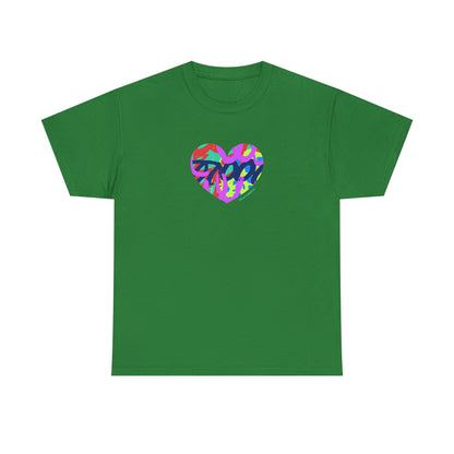 Colorful Heart T-Shirt — Neon Camo Heart Graphic Tee