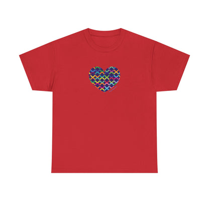8" Rainbow Scales Heart Tee - #HeartsInMotion