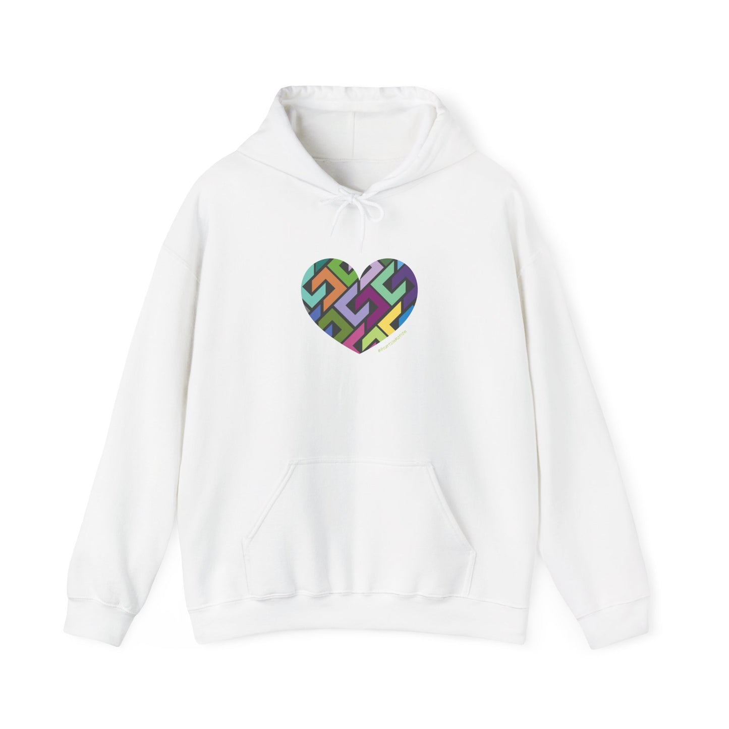 Colourful Heart Design Unisex Hoodie, Casual Layer - #HeartsInMotion