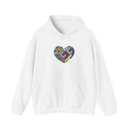 Colourful Heart Design Unisex Hoodie, Casual Layer - #HeartsInMotion