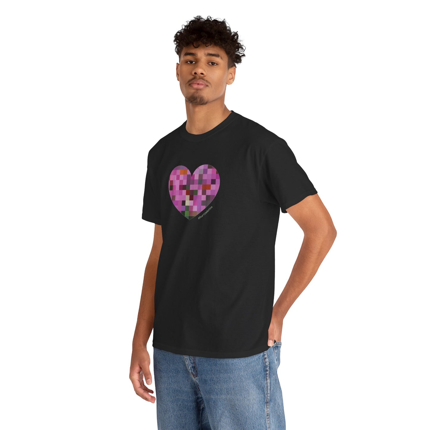 Pixel Heart Mosaic Unisex Heavy Cotton Tee - Colorful Love Shirt