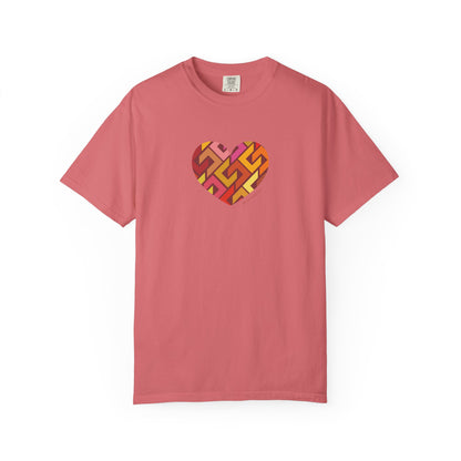 Colourful Heart Pattern Unisex Garment-Dyed T-Shirt - #HeartsInMotion