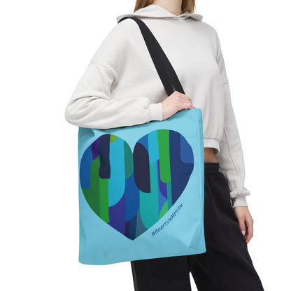 Blue Heart Pattern Tote Bag, Eco-Friendly Bag - #HeartsInMotion