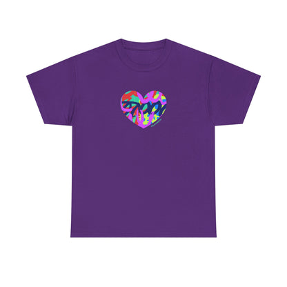Colorful Heart T-Shirt — Neon Camo Heart Graphic Tee