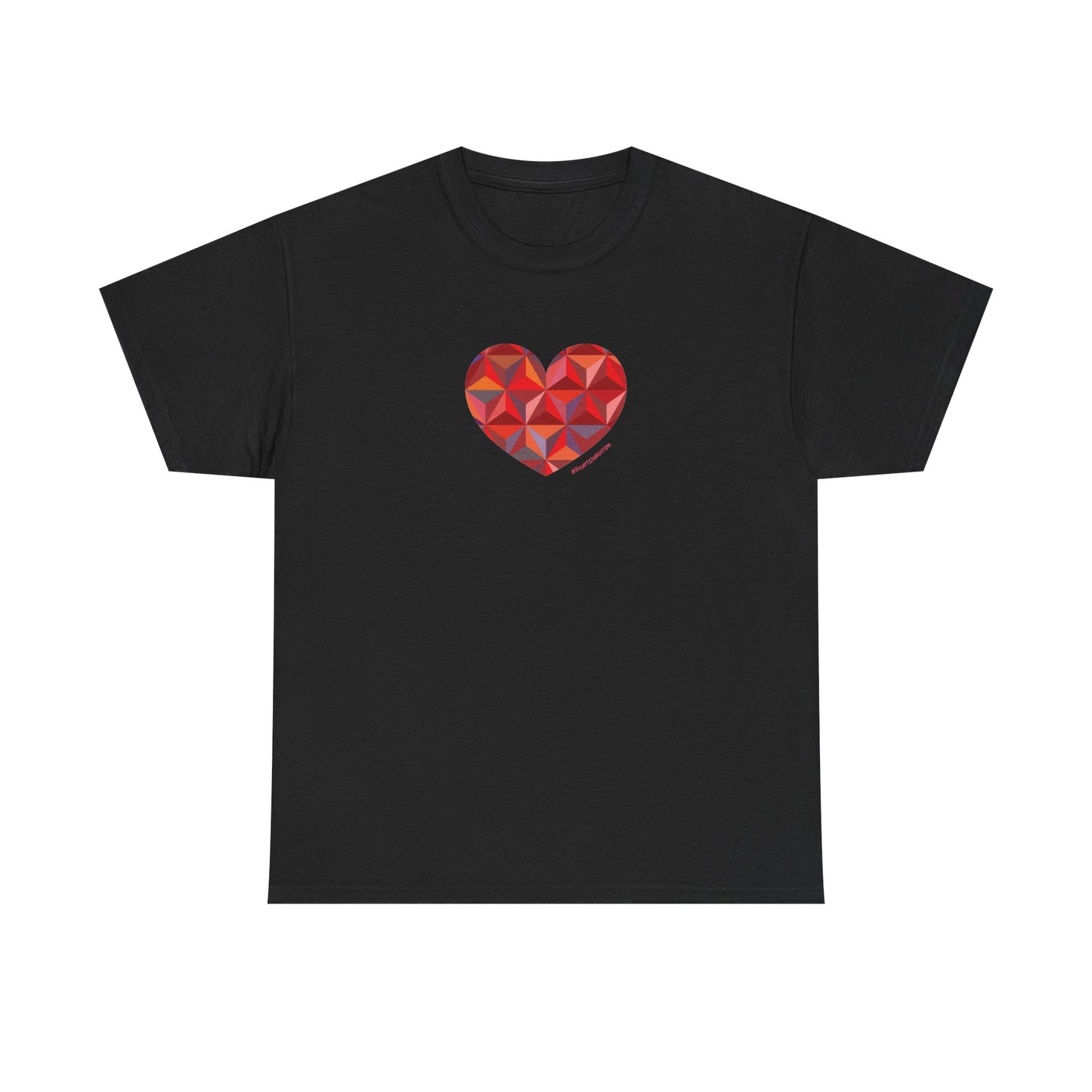 Geometric Colorful Heart Unisex Heavy Cotton Tee - Casual T-Shirt Everyday Wear